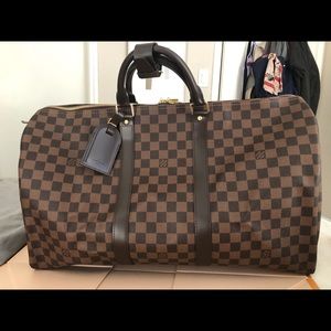 LV- LOUIS VUITTON Damier Keepol 50 Boston Bag